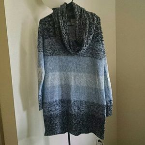 XL Blue tunic/swoop neck, long sweater.
